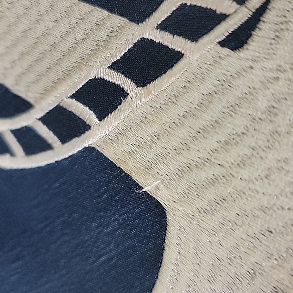 SHIRALEAH Navy Blue Silk White Embroidered Anchor Nautical Preppy Clutch Bag - Picture 16 of 16